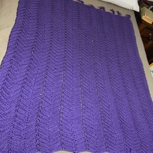 hand crochet purple fringe ripple Afghan